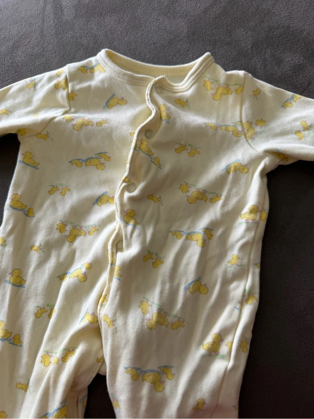 Little Me Yellow Duck-Print Footed One-Piece